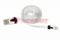 USB кабель для iPhone 5/6/7 моделей slim шнур плоский 1М белый Rexant 18-1974 фото