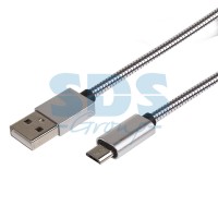 USB кабель microUSB, шнур в металлической оплетке, серебристый Rexant 18-4241 фото