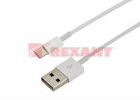 USB кабель для iPhone 5/6/7 моделей ОРИГИНАЛ (чип MFI) 1М белый Rexant 18-0000 фото