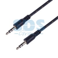 Аудио кабель AUX 3.5 мм в тканевой оплетке 1M черный Rexant 18-4071 фото