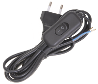 IEK  Шнур УШ-1КВ опрессованный с вилкой со встроенным выключателем  2х0,75/2метра, черный WUP20-02-K02 фото