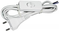 IEK  Шнур УШ-1КВ опрессованный с вилкой со встроенным выключателем 2х0,75/2метра, белый WUP20-02-K01 фото