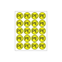 Наклейка знак электробезопасности «PE» d - 20 мм (20 шт на листе) Rexant 55-0004 фото