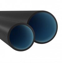 DKC Двустенная труба ПНД жесткая для открытой прокладки д.160мм, SN6, 770Н, ПВ-0, УФ, без протяжки, 6м, цвет черный 170916 фото