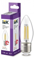 IEK Лампа LED C35 свеча прозрачный 7Вт 230В 3000К E27 серия 360° LLF-C35-7-230-30-E27-CL фото