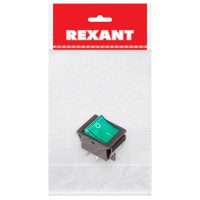 Выключатель клавишный 250V 16А (4с) ON-OFF зеленый с подсветкой (RWB-502, SC-767, IRS-201-1) Индивидуальная упаковка 1 шт Rexant 36-2332-1 фото