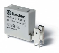 Finder Низкопрофильное миниатюрное электромеханическое реле; монтаж на печатную плату; выводы с шагом 5мм + Faston 250(6.3x0.8мм); 1NO 16A; контакты A 457170240310 фото