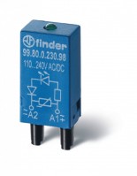 Finder Модуль индикации и защиты; красный LED + варистор; 6...24В AC/DC 9980002408 фото