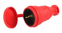 ЭРА R8-RED-IP44 Разъём каучуковый c/з прямой 16A красный Б0044548 фото