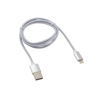 Кабель USB-Lightning для iPhone 1m/nylon/silver/ Rexant 18-7051 фото