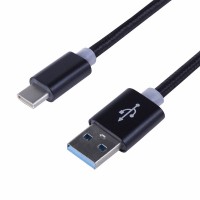 Шнур USB 3. 1 type C (male) - USB 2. 0 (male) в тканевой оплетке 1M черный Rexant 18-1884 фото