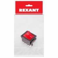 Выключатель клавишный 250V 15А (6с) ON-ON красный с подсветкой (RWB-506, SC-767) Индивидуальная упаковка 1 шт Rexant 36-2350-1 фото