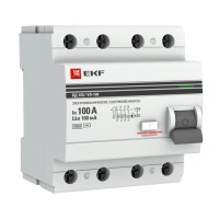 EKF PROxima ВД-100 УЗО 4P 100А/100мА (AC) электромеханическое elcb-4-100-100-em-pro фото