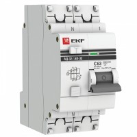 EKF Дифференциальный автомат АД-32 1P+N 63А/100мА (хар. C, AC, электронный, защита 270В) 4,5кА PROxima DA32-63-100-pro фото