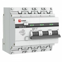 EKF Дифференциальный автомат АД-32 3P+N 25А/30мА (хар. C, AC, электронный, защита 270В) 4,5кА PROxima DA32-25-30-4P-pro фото