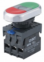 CHINT Двойная кнопка NP8-11SD 1НО+1НЗ красная AC110В-220В(LED) IP65 (R) 667174 фото