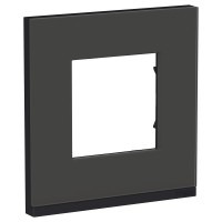 Unica Pure чёрное стекло / антрацит рамка 1-ная горизонтальная NU600286 фото
