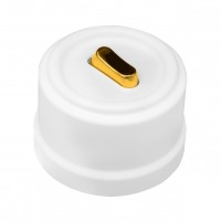 Bironi Лизетта пластик белый выключатель 1-клавишный (клавишный), ручка золото B1-220-21-G фото