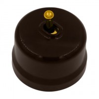Bironi Лизетта пластик коричневый выключатель 1-клавишный (тумблерный), ручка золото B1-230-22-G фото