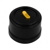 Bironi Лизетта пластик чёрный выключатель проходной 1-клавишный (клавишный), ручка золото B1-221-23-G фото