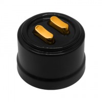 Bironi Лизетта пластик чёрный выключатель проходной 2-клавишный (клавишный), ручка золото B1-222-23-G фото