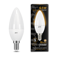 Gauss Лампа Свеча 6.5W 520lm 3000К E14 LED 103101107 фото