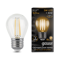 Gauss Лампа Filament Шар 5W 420lm 2700К Е27 LED 105802105 фото