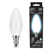 Gauss Лампа Filament Свеча 5W 450lm 4100К Е14 milky LED 103201205 фото