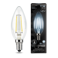 Gauss Лампа LED Filament Свеча E14 11W 750lm 4100К 1/10/50 103801211 фото