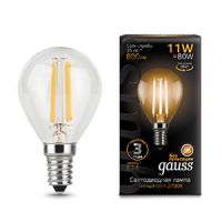 Gauss Лампа Filament Шар 11W 720lm 2700К Е14 LED 105801111 фото