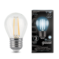 Gauss Лампа Filament Шар 11W 830lm 4100К Е27 LED 105802211 фото