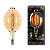 Gauss Лампа Filament BT180 8W 780lm 2400К Е27 golden straight LED 151802008 фото