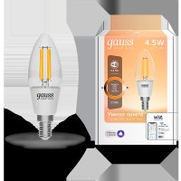 Gauss Лампа Smart Home Filament С35 4,5W 495lm 2700К E14 диммируемая LED 1230112 фото