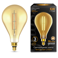 Gauss Лампа Filament PS160 6W 890lm 2700К Е27 golden straight LED 179802118 фото