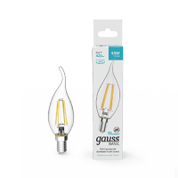 Gauss Лампа Basic Filament Свеча на ветру 4,5W 420lm 4100К Е14 LED 1041125 фото