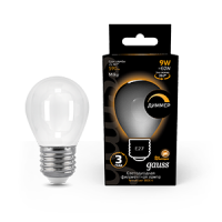 Gauss Лампа Filament Шар 9W 590lm 3000К Е27 milky диммируемая LED 105202109-D фото