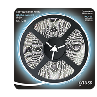 Gauss Лента LED 5050 -SMD 14.4W 12V DC холодный белый (блистер 5м) 312000314 фото
