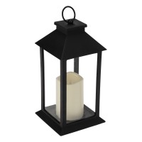 NEON-NIGHT Декоративный фонарь со свечой 14x14x29 см, черный корпус, теплый белый цвет свечения 513-045 фото
