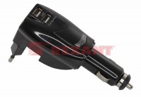 REXANT Универсальное ЗУ-трансформер авто+сетевое 2 USB черная (2х1 000mA)c индикатором, блистер 18-1185-1 фото