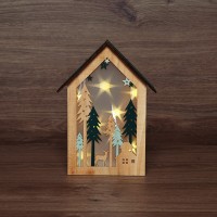 NEON-NIGHT Деревянная фигурка с подсветкой «Домик в лесу» 19х6х26 см 504-024 фото