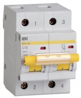 Автоматический выключатель 2П 10А C 10кА ВА47-100 IEK MVA40-2-010-C фото