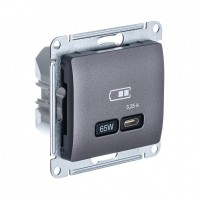 Glossa графит USB розетка тип-C 65W высокоскоростная зарядка QC, PD, механизм GSL001327 фото