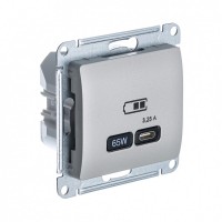 Glossa платина USB розетка тип-C 65W высокоскоростная зарядка QC, PD, механизм GSL001227 фото