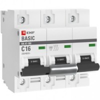 EKF Basic ВА 47-100 Автоматический выключатель  (С) 3P  16А 10kA mcb47100-3-16C-bas фото