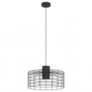 Eglo Подвесной потолочный светильник (люстра) MILLIGAN, 1Х40W, E27, H1100, Ø480, сталь, черный/белы 43628 фото