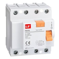 LSIS Устройство защитного отключения (RCCB) LS Electric серии RKN, 3P+N, 32A 30mA, тип AC 062400408B фото