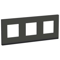 Unica Pure чёрное стекло / антрацит рамка 3-ная горизонтальная NU600686 фото