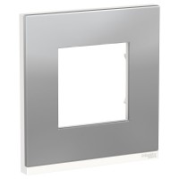 Unica Pure алюминий матовый / белая рамка 1-ная горизонтальная NU600280 фото