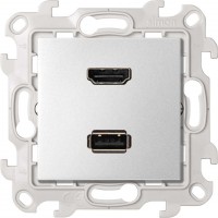 Simon 24 Алюминий Розетка HDMI v1.4 + USB 2.0 для передачи данных 2411095-033 фото