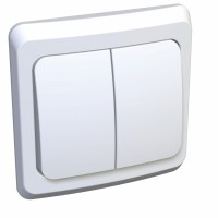 Этюд белый выключатель 2-клавишный с подсветкой BC10-006B фото